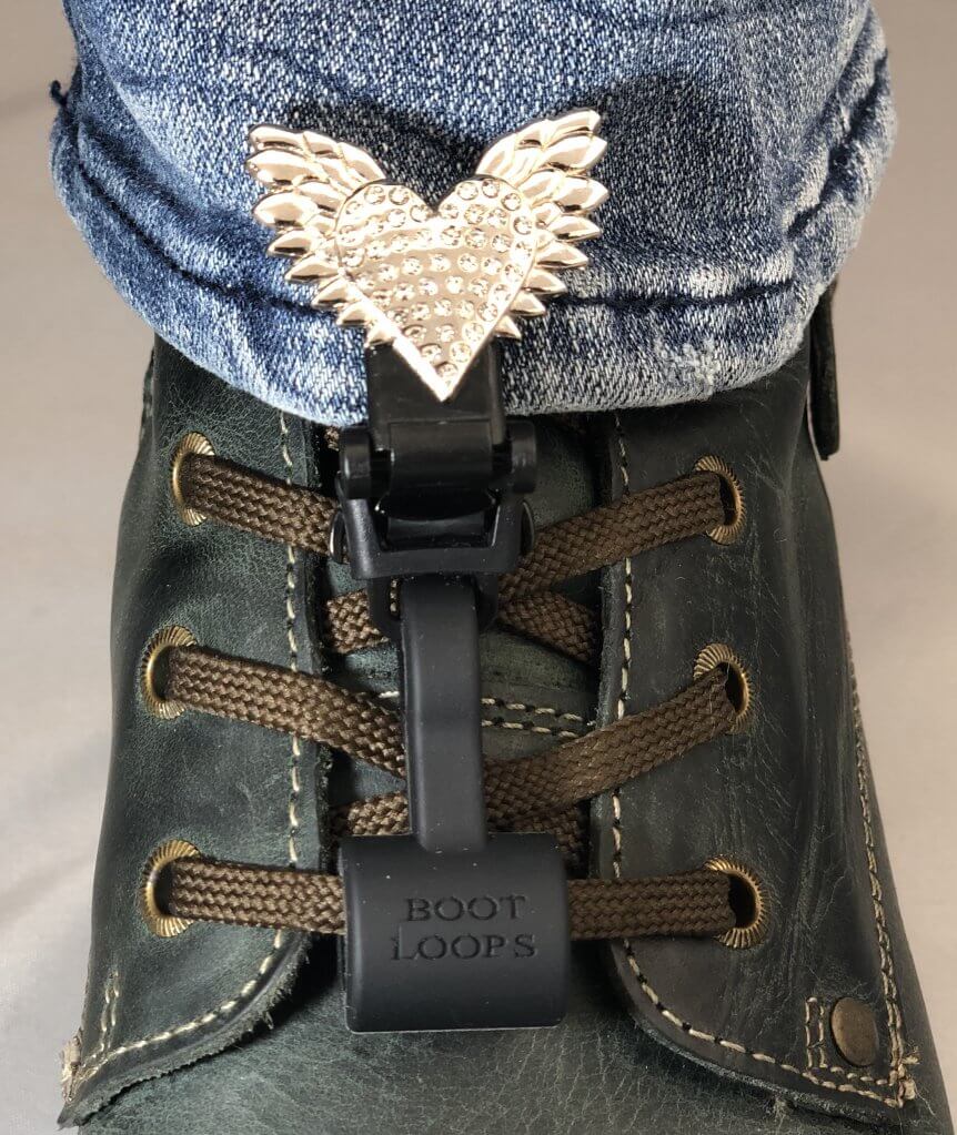 Blinged Heart Boot-Loops Set - Biker Boot Straps